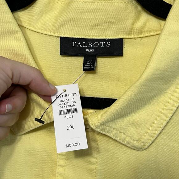 Talbots Button Front Jean Jacket NWT Women's Sz 2X Citrus Honey Yellow Bright - Picture 3 of 7